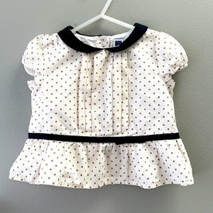 Janie and Jack short sleeve ivory/gold top 12-18mo